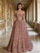 Gorgeous Off Shoulder Rose Gold Sparkle Long Prom Dresses, DB105