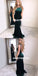 Charming Velvet Green Prom Dress, Sexy Memraid Backless Prom Dress, D1248