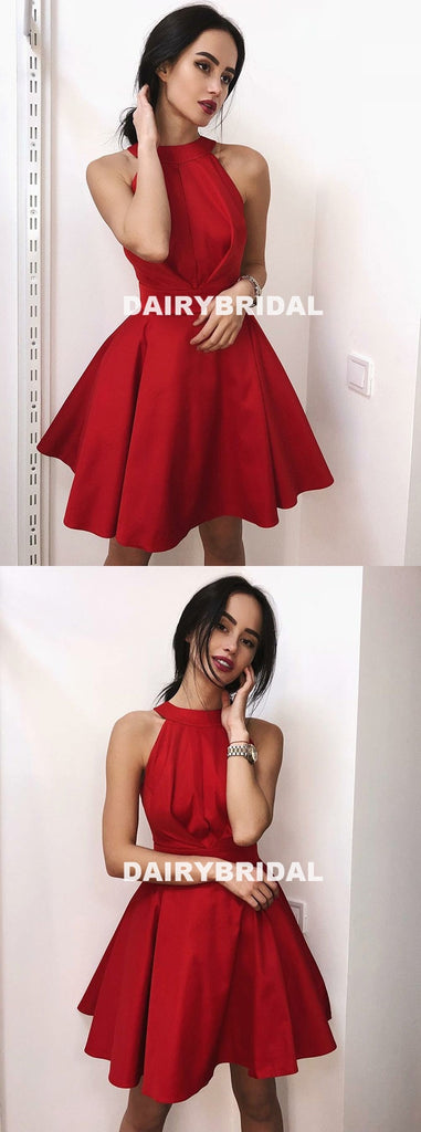 New Arrival Open-Back Homecoming Dress, Cheap Sleeveless Satin Homecoming Dress, D1297