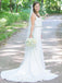 Vintage White Open-Back Mermaid Sleeveless Satin Chiffon Wedding Dresses, FC1530