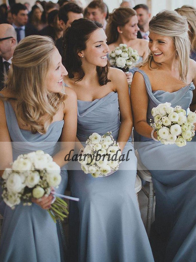 One Shoulder Chiffon Bridesmaid Dress, Backless Bridesmaid Dress, D217