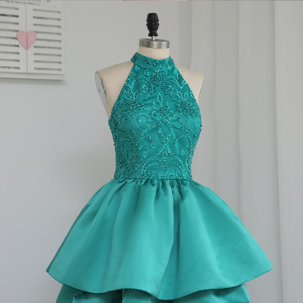 Short Homecoming Dress, Satin Homecoming Dress, Sequin Homecoming Dress, Lace Junior School Dress, Halter Graduation Dress, beading Homecoming Dress, LB0279