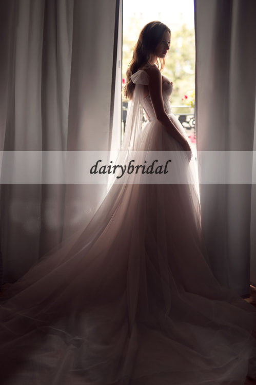 Charming Sweet Heart Wedding Dress, Beaded Backless Wedding Dress with Detachable Trailing, D315