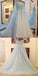 High Quality Charming Blue Off the Shoulder Applique Lace Wedding Dresses with Long Train,220038