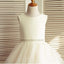 Ivory Satin Top Beaded Belt Tulle Flower Girl Dresses, Pixie Tutu Dresses, Little Girl Dresses, FG074