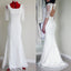 Popular Half Sleeve Sexy Long Mermaid Open Back White Lace Wedding Party Dress, WD0041