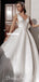 Sparkly A-line V-neck Backless Tulle Sleeveless Wedding Dresses, FC3916