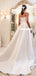 Honest A-line Satin Straight Neckline Backless Wedding Dresses, FC4320