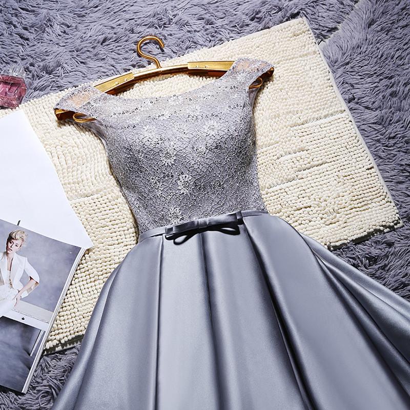 New O-neck Lace Satin Short Women Ball Gown Bridesmaid Dresses Off the Shoulder Wedding Party Prom Dress,220048