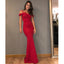 Red Mermaid Satin Prom Dress, Sexy Off Shoulder Prom Dress, D502