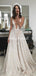 Charming A-line Lace Spaghetti Straps Tulle Wedding Dress, FC5092