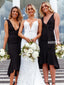 Black Sexy Deep V-neck Mermaid Backless Bridesmaid Dress, FC5311