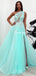 Charming A-line Tulle One-Shoulder Lace Appliques Long Prom Dresses, FC6320