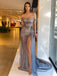 Gorgeous Mermaid Off Shoulder Sexy Side Slit Sparkle Prom Dresses, FC6515