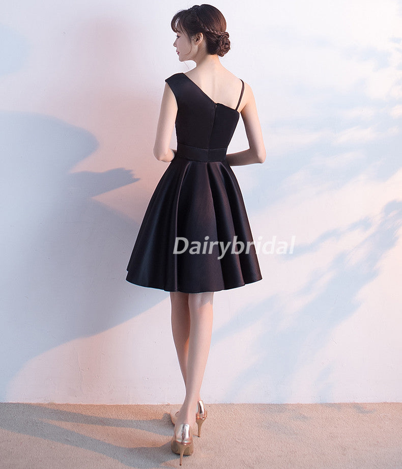 Short Homecoming Dress, Satin Homecoming Dress, Black Homecoming Dress, Simple Junior School Dress, Sleeveless Homecoming Dress, DA898