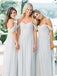 Off Shoulder Bridesmaid Dress, Chiffon Bridesmaid Dress, Sweet Heart Bridesmaid Dress, Pale Blue Bridesmaid Dress, Cheap Bridesmaid Dress, DA937