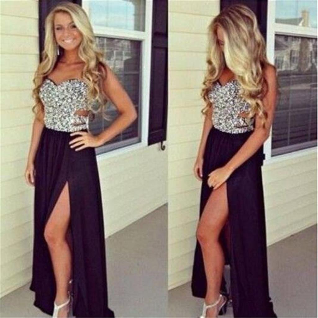 Long Prom Dress ,Black Prom Dress,Sleeveless Prom Dress , Side Slit Prom Dress ,Chiffon  Prom Dress,Formal Prom Dress,Party Dresses,Evening Dresses,PD0047