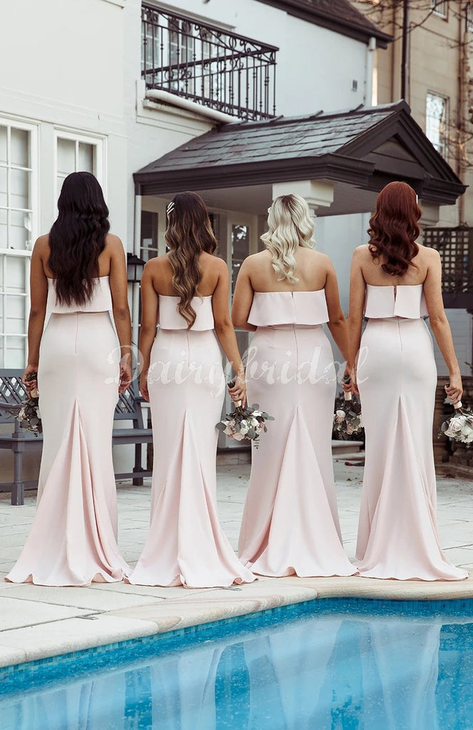 Gorgeous Mermaid Backless Straight Neckline Long Bridesmaid Dress, FC4487