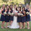 Short A-Line Cheap Bridesmaid Dress, Knee-Length Bridesmaid Dress, D1032