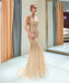 Sparkly Sequin Cap Sleeve Tulle Mermaid Backless Beaded Prom Dress, FC1777