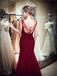 Red Sparkly Beaded Mermaid Sleeveless Tulle Sequin Backless Prom Dresses, FC1780