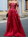 Straight Neckline A-Line Satin Backless Applique Prom Dresses, FC2038