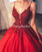 Red A-line Tulle Gorgeous Backless Beaded Sleeveless Applique Long Prom Dresses, FC4285