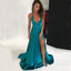 Sexy Deep V-Neck Halter Backless A-Line Slit Cheap Prom Dresses, D1057