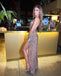 Sparkle Sequin Backless Sexy Slit Long Prom Dresses, FC6197