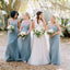 Long Round Neckline Bridesmaid Dress, Tulle Backless A-Line Cheap Bridesmaid Dress, D967