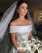 Charming Off Shoulder Satin Backless A-line Honest Wedding Dresses, FC2154