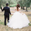 Lace Long Sleeve A-Line Wedding Dress,  Cheap Open-Back Organza Wedding Dress, D948